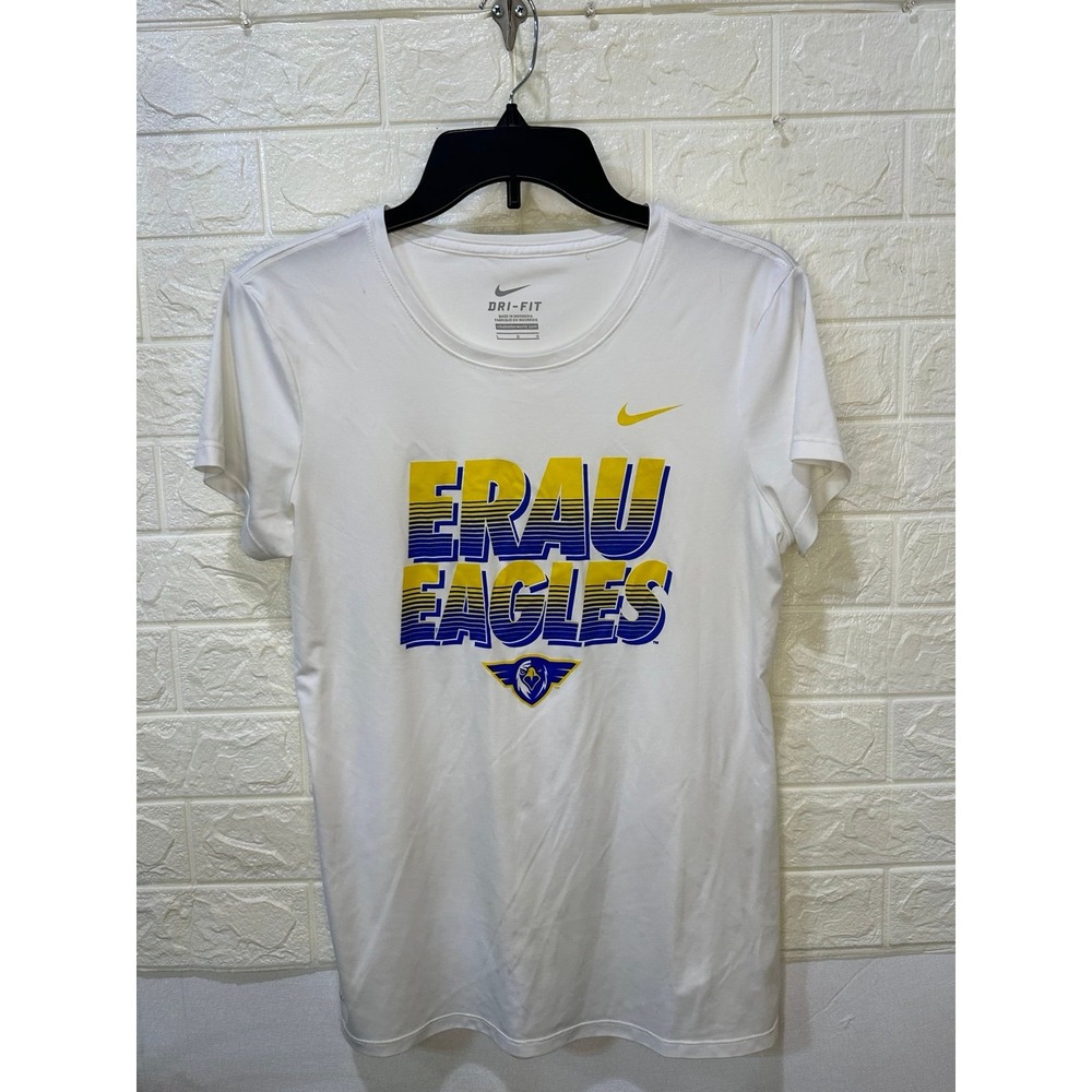 ERAU Eagles Nike Dri-Fit Short Sleeve T-Shirt for Women - White, Used, Size‎ L